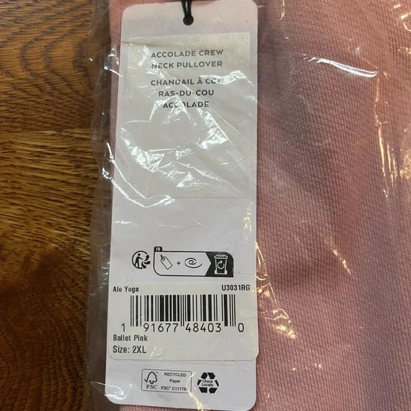 Alo Accolade Crewneck Pullover Ballet Pink Limited Edition 2XL - Picture 4 of 5